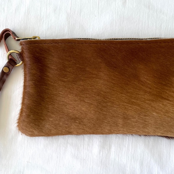 W G Wild Goose Cowhide Hair Leather Wristlet Brown Rustic Cowgirl NWOT - Picture 3 of 7